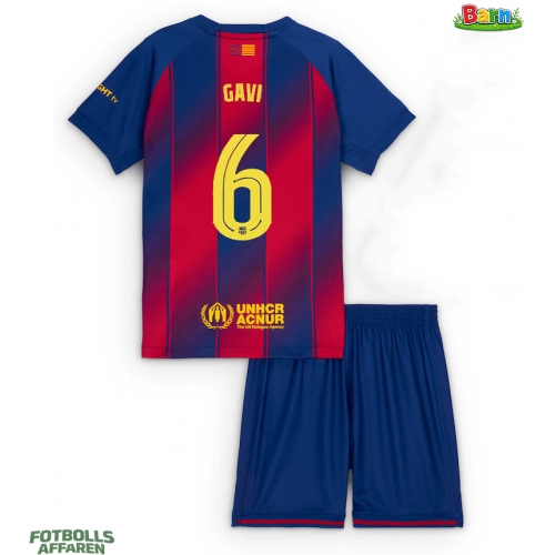 Barcelona Paez Gavi #6 Hemmaställ Barn 2025-26 Kortärmad (+ Korta byxor)